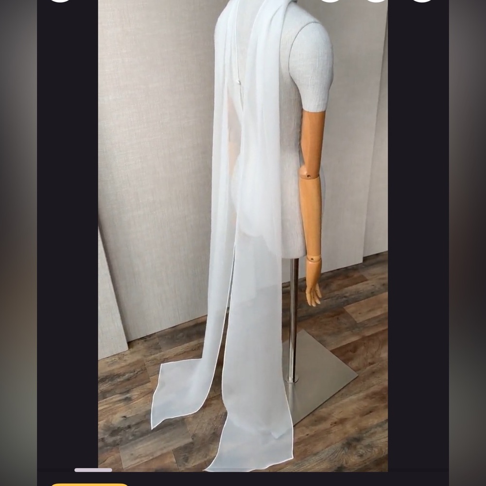 Elegant White Silk Chiffon Bridal Scarf
